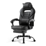 Garvee Big & Tall Bürostuhl, Ergonomischer Chefsessel aus PU-Leder, mit Fußstütze & Lendenwirbelstütze - Schwarz