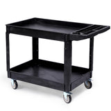 Garvee 2-Stufiger Rollwagen Utility Cart Mit 550 Lbs Tragkraft, 360° Rollen, HDPE Kunststoff, Ergonomischer Griff Für Lager, Werkstatt, Garage, Schwarz