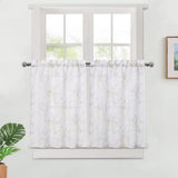 Garvee Küchenvorhänge Natur Baumzweig, Halbfenster, Lichtfilternd, Polyester, 26x24 Zoll, Weiß/Gelb, Bauernhaus, Wohnzimmer, Bad - Gelb/Grau