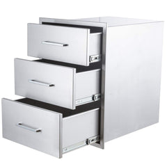 GARVEE 3-Fach Edelstahl Outdoor Küchen-Schublade – Schwerlast, Leise & Wetterfest Für Grillinsel