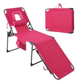 GARVEE Sonnenliege Klappbar, 5-Fach Verstellbar mit Gesichtsöffnung, Faltbare Gartenliege für Strand, Terrasse & Garten, Rosa, 1er-Set - Rosa
