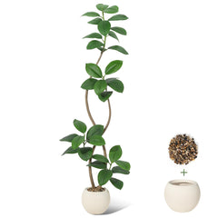 Garvee 180cm Künstlicher Gummibaum Mit Cremefarbenem Kugel-Übertopf – Realistische Tropische Pflanze Für Wohnzimmer, Büro & Terrasse