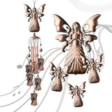 Garvee Retro Windspiel Set Mit Engelmotiv, Wetterfest, Aus Metall, Für Garten Und Terrasse, Metall, Silber