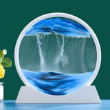 Garvee 7-Zoll-Sandbild Bewegte Sandkunst 3D-Sanduhr Für Schreibtisch Homeoffice Blau - Blau