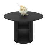 Garvee Esstisch Ø 120 cm, für 4–6 Personen, mit 2-stufigem Stauraum, MDF, Industrie-Stil, Schwarz - Schwarz