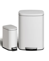 Garvee Mülltonnen-Set 13,2+2,6 Gal Rostfrei Mit Deckel Tretmechanismus Metall Weiß Für Küche & Bad Kompakt - weiß