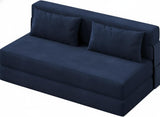 Garvee Schlafsofa aus Leinenstoff, ca. 203 cm, klappbar, mit Kissen und Matratze, für kleine Räume, Blau - Blau