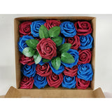 Garvee Künstliche Rosenbox Mit 25 Blauen Und Roten Seifenrosen, Latex-Schaum, Romantisches Geschenk Für Valentinstag & Muttertag - Blau