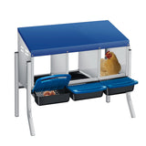 Garvee Hühnernestbox 3-Fach mit Ständer Metall Eiablagebox 85x50x70cm erhöht für 3-6 Hühner in Blau - Blau