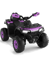 Garvee Kinder Quad 12V Elektro ATV Mit 2 Motoren, Fernbedienung, Federung, LED Für Outdoor Spielplatz, 95×56×55 cm, Kunststoffreifen - Lila