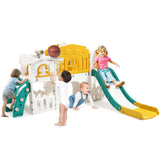 Garvee 8-in-1 Kinder Rutsche – Klettern, Basketballkorb, Tunnel, Stauraum, Modernes Design, 1–3 Jahre - Orange-Grün
