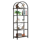 Garvee Arched Bookshelf 5 Tier Metallrahmen Modern Offenes Regal Für Wohnzimmer Büro Schlafzimmer, Stabil, Kratzfest, Holzoptik - 5-stufig - Schwarz