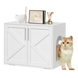 Garvee Katze Katzenstreu Box Möbel Mit 2 Türen & Pads Für Wohnzimmer & Schlafzimmer, 25.59x17.72x22.44 Zoll, Weiß