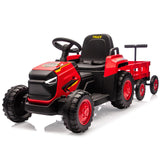 Garvee 12V Kindertraktor elektrisch, Spielzeug-Traktor mit Doppelmotor, elektrisches Aufsitzfahrzeug für Kinder ab 3 Jahren, Rot - Rot