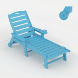 GARVEE HDPE Gartenliege mit Rädern, Verstellbare Sonnenliege mit Getränkehalter, Wetterfest und Pflegeleicht, Ideal für Pool, Strand und Garten, Blau - Blau