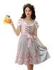 Garvee Dirndl Damen Midi Trachtenkleid 3tlg. Komplettset Für Oktoberfest Grau 46