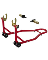 Garvee Motorradständer Höhenverstellbar U & L Schwingarm Kaltgewalzter Stahl Pulverbeschichtet Rutschfest für Wartung & Reparatur 204 kg Tragkraft - Rot
