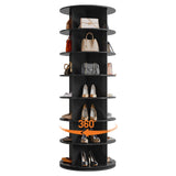 Garvee 7-Stöckiger Drehbarer Schuhregal-Turm Aus Robustem MDF Für Flur & Schlafzimmer, 23x23x64 cm, Schwarz, Platzsparend - Schwarz