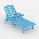 GARVEE HDPE Gartenliege ohne Rädern, Verstellbare Sonnenliege mit Getränkehalter, Wetterfest und Pflegeleicht, Ideal für Pool, Strand und Garten, Blau - Blau