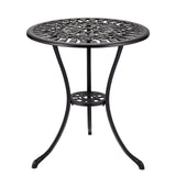 Garvee Bistro Tisch 61 cm Rund, Gusseisen, 5 cm Schirmloch, Für Balkon & Garten, Schwarz