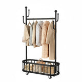 Garvee Mobiler Kleiderständer Mit Rollen Und Korb, Metall, 360° Drehbare Räder, Großer Stauraum, Schlafzimmer & Büro, Schwarz, 39.37x68.9 Zoll