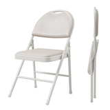 Garvee Klappstühle Set 2, PU Leder Gepolstert, Metallrahmen, Faltbar, Für Büro & Events - Beige