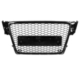 Garvee Vordere Wabengrill Sport RS Stil mit Kennzeichenhalter für Audi A4 B8 2008-2012, ABS Material, Hochglanz Schwarz, Einfache Montage