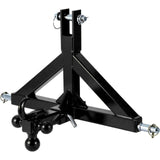 Garvee Schwere 3-Punkt-Anhängerkupplung für Traktor Kategorie 1 – Mit 2″ Aufnahme, 10.000 lbs Zuglast & 3 Kugelköpfen (1-7/8″, 2″, 2-5/16″) - Schwarz
