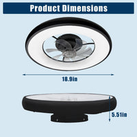 Garvee Deckenventilator Mit LED Licht, Ringdesign, Geräuschlos, Acryl, Für Schlaf & Wohnzimmer, Schwarz