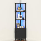 GARVEE Eckbücherregal, 5 Ebenen, Holz, LED-Beleuchtung, Schwarz – für Wohnzimmer & Schlafzimmer - Schwarz