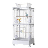 Garvee Kleiner Vogelkäfig Mit Rollen, 40" Wellensittichkäfig, 3-in-1 Vogelträger Für Zuhause Und Reisen, Stahlrahmen, Abnehmbares Netz