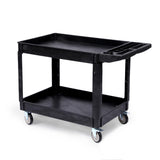 Garvee Servicewagen, 2 Ebenen, 249 kg Tragkraft, 360°-Lenkrollen, HDPE, Schwarz, für Lager & Garage - Schwarz