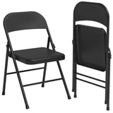 Garvee Klappstühle, Stahlrahmen, bis 159 kg, klappbar & stapelbar, Schwarz