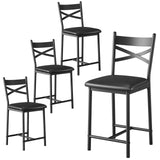 Garvee Barhocker Set 4, 22,4 Zoll, X-förmige Rückenlehne, Dicke Polsterung, Metallrahmen, PU-Leder, Rustikal Braun-Schwarz Für Küche Und Esszimmer - 