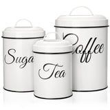 Garvee Vorratsdosen Mit Deckel 3er-Set Metallkanister Kaffee-Tee-Zuckerdose Weiß 1,5L Luftdicht Stapelbar