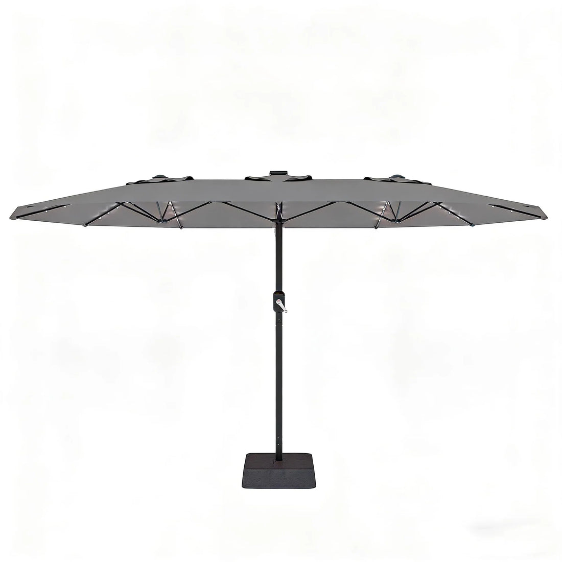Garvee Sonnenschirm 270×450 cm, Mit Solar Licht, Stabiler Fuß, Für Garten & Pool, Grau