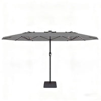 Garvee 270×450 cm Rechteck-Sonnenschirm mit Solar-LED-Beleuchtung & Standfuß, UV-beständiger Gartenschirm mit Kurbelgriff, für Terrasse, Pool & Garten, Grau