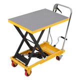 Garvee Hydraulischer Hubtisch 500 lbs – Einzelscheren-Lift aus Stahl, 18,5"- 59" Hubhöhe, 3 mm Anti-Rutschmatte, 4 Räder - Gelb