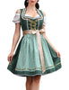 Garvee Damen Midi Dirndl 3tlg Trachtenkleid Mit Weiße Spitzenbluse Und Schürze Für Oktoberfest Navy Blau 34