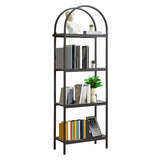 Garvee Arched 4-Tier Bookshelf Metallrahmen Modern Robust Stauraum Wohnzimmer Büro Schwarz - schwarz