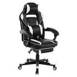 Garvee Big & Tall Bürostuhl, Ergonomischer Chefsessel aus PU-Leder, mit Fußstütze & Lendenwirbelstütze - Schwarz und Weiß
