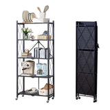 Garvee 5-Stufiges Carbonstahl Küchenregal Mit Faltbarem Design & Rollen Für Wohnzimmer Und Balkon, 158x100x35cm, Lackiert