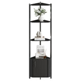 Garvee Badezimmerschrank mit 5 Ebenen, 147,3 cm, für Bad und Gäste-WC, Schwarz - Schwarz