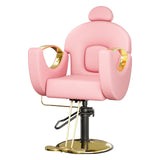 Garvee Barber Chair Ergonomisch Höhenverstellbar Hydraulisch 360° Drehbar Rosa & Gold Salon & Barbershop - Rosa & Gold