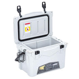 GARVEE Tragbare Kühlbox 20 QT (19 L), Passive Eisbox mit Becherhaltern, Fischmaßstab und Flaschenöffner, Auslaufsicher, Ideal für Camping, Angeln, Picknick & Reisen, Weiß - Weiß