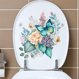 Garvee Toilettensitz-Aufkleber Mit Blumen & Schmetterlingen Selbstklebend Wasserdicht PVC Für Badezimmer Dekorativ