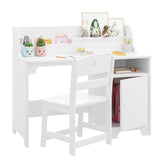 Garvee Weißer Kinderschreibtisch Mit Stuhl, Holz, Stauraum & Ergonomisch Für Kinderzimmer, 3-8 Jahre, Weiß - weiß