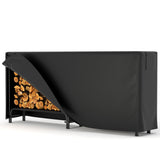 Garvee Feuerholzregal Mit Abdeckung 244 x 34 x 110 cm Wasserdichtes Oxford-Gewebe Für Garten & Terrasse Schwarz - Schwarz
