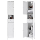 Garvee Hoher Badezimmerschrank Mit 2 Verstellbaren Regalen, Freistehend, Langlebiges MDF, Modernes Weißes Design, Platzsparend Für Bad & Küche