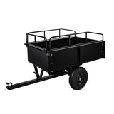 Garvee ATV-Kippanhänger bis 340 kg, ca. 425 L Stahl-Anhänger mit abnehmbarer Heckklappe, Pedal-Kippfunktion & 41 × 10 cm Luftreifen, für Rasentraktor, Traktor & UTV